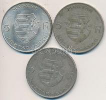 1947. 5Ft Ag "Kossuth" (3x) T:2,2-,3 Adamo F8.1