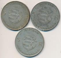 1947. 5Ft Ag "Kossuth" (3x) T:2-,3 Adamo F8.1