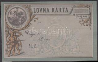 cca 1890 Horvát nyelvű kitöltetlen vadászjegy