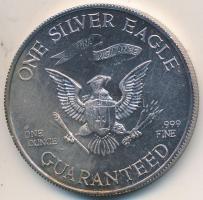 Amerikai Egyesült Államok 1977. "Liberty Lobby - George Washington / 1SE" Ag emlékérem (31.73g/0.999/39mm) T:BU USA 1977. "Liberty Lobby - George Washington / One Silver Eagle" Ag medal (31.73g/0.999/39mm) C:BU