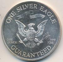 Amerikai Egyesült Államok 1977. "Liberty Lobby - George Washington / 1SE" Ag emlékérem (31.73g/0.999/39mm) T:BU USA 1977. "Liberty Lobby - George Washington / One Silver Eagle" Ag medal (31.73g/0.999/39mm) C:BU