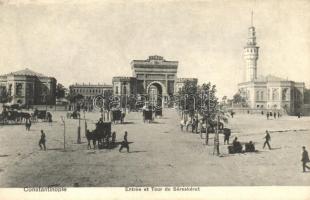 Constantinople, Istanbul; entrance and tower of Séraskérat