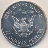 Amerikai Egyesült Államok 1977. "Liberty Lobby - George Washington / 1SE" Ag emlékérem (31.73g/0.999/39mm) T:BU  USA 1977. "Liberty Lobby - George Washington / One Silver Eagle" Ag medal (31.73g/0.999/39mm) C:BU