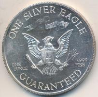 Amerikai Egyesült Államok 1977. "Liberty Lobby - George Washington / 1SE" Ag emlékérem (31.73g/0.999/39mm) T:BU  USA 1977. "Liberty Lobby - George Washington / One Silver Eagle" Ag medal (31.73g/0.999/39mm) C:BU