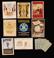 cca 1900-1950 12 darabos vegyes aprónyomtatvány-tétel: kiállítás szórólapok, kenyérjegyek, stb.