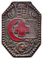 Osztrák-Magyar Monarchia 1916. Zománcozott bronz patrióta jelvény hátoldalon "WIRTH" gyártói jelzéssel (34x24mm) T:2,2- Austro-Hungarian Monarchy 1916. Enamelled bronze patriot badge with makers mark "WIRTH" (34x24mm) C:aXF