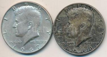 Amerikai Egyesült Államok 1967-1968D 1/2$ Ag "Kennedy" T:2- (patina)
USA 1967-1968D 1/2 Do...
