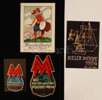 cca 1913-1954 4 db különféle német és angol nyelvű reklámanyag, matrica
