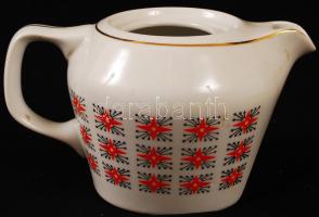 Hollóházi porcelán kávéskanna tető nélkül, hibátlan, jelzett, m: 9 cm, d: 10 cm