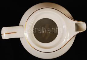 Hollóházi porcelán kávéskanna tető nélkül, hibátlan, jelzett, m: 9 cm, d: 10 cm