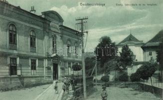 Besztercebánya, Evangélikus leányiskola és templom; Machold F. kiadása / Evangelist girl school