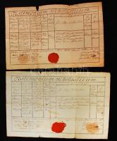 1828-1832 A szekszárdi káptalani iskola 4 db latin nyelvű évvégi bizonyítványa, a káptalan rányomott viaszpecsétjével.