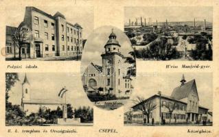 Budapest XXI. Csepel, Weiss Manfréd gyár, polgári iskola, községháza (Rb)