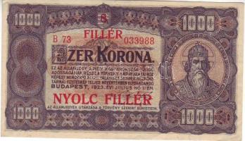 1923. 1000K 8f fny-sal T:II+ Csak egyszer hajtva!