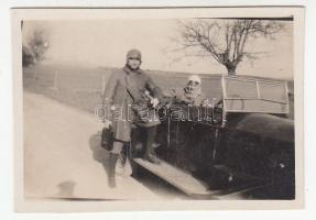 cca 1920 Autótúrán, hátoldalon feliratozva, 7x5 cm / motor tour