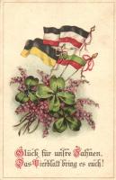 Hungarian-Austrian-German association, flags, New Year, B.N.K. 7782. litho