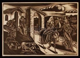 Molnár C. Pál (1894-1981): Menekülés Egyiptomba. Fametszet, papír, jelzés nélkül, 30×21 cm