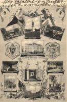 Temesvár, K.u.k. Infanterie Kadetten Schule / Infantry military school, flags, bridge, monument (fa)