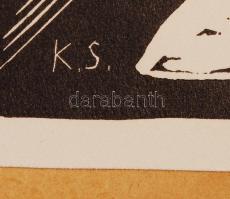 Kolozsváry Sándor (1896-1944): Esti óra, fametszet-papír, jelzett, 15x21 cm