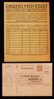 cca 1913 A Díszítő Művészet című újság előfizetési nyilatkozata és postautalványa