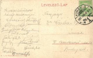 Komárom, Nádor utca, Szentháromság, Fektor György kereskedése / street with trinity and shop