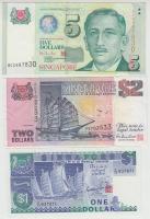 Szingapúr 1987-1999. 1$ + 2$ + 5$ T:I-,II Singapore 1987-1999. 1 Dollar + 2 Dollar + 5 Dollar C:AU,XF Krause 18,27,39