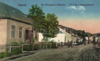 Nagyilonda, Ileande; Fő utca, községháza / main street, town hall 'Vissza' So. Stpl