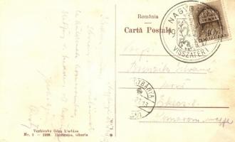 Nagyilonda, Ileande; Fő utca, községháza / main street, town hall 'Vissza' So. Stpl