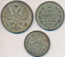 Oroszország 1914. 10k Ag + 15k Ag + 20k Ag T:2-
Russia 1914. 10 Kopeks Ag + 15 Kopeks Ag + 20 Kopeks...