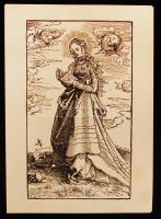 Albrecht Dürer után: Könyvet olvasó lány. Fametszet újranyomtatása, 18x25 cm