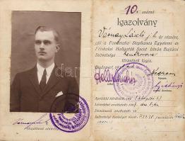 1928 Szent István bajtársi igazolvány
