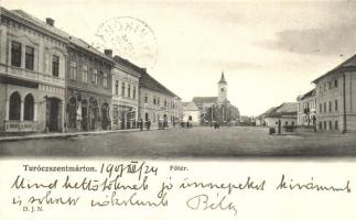 Turócszentmárton, Fő tér, Max Grossmann üzlete, szálloda, könyvnyomda és könyvkötészet / main square, shop, hotel, book printing company (EK)