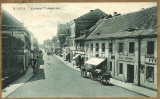 Ceska Lipa, Böhmisch Leipa; Vordere Töpferstrasse / street, Hotel Leimer (fl)