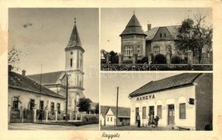 Ragyolc, Radzovce; Hangya üzlet, templom / shop, church (fa)