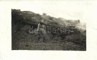 Hungarian soldier in trench, photo (small tear)