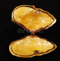 Belül gyöngyház berakásos, kívül strasszokkal díszített csiga alakú gyűrűtartó, 6x3 cm