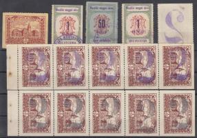 1931-1943 15 db Mezőtúr városi illetékbélyeg, közte 2 db ötöscsík (53.000)