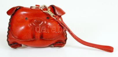 Malac formájú kézműves bőr tárca, szép állapotban, 9x7 cm