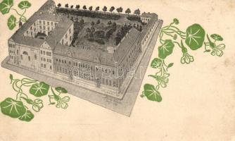 Győr, Orsolya rendi zárda, polgári elemi iskola; floral (EB)