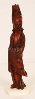 Egzotikus, szépen faragott fa szobor csont talapzaton, m: 15 cm