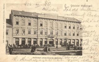 Miskolc, Széchenyi utca, Korona szálloda; kiadja Falkenstein S. könyv- és papírkereskedése