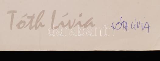 Tóth Lívia nemezművész aláírása a műveit bemutató színes nyomtatványokon (5 db)