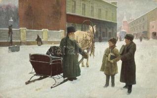 Saint Petersburg, horse sleigh, No. 605.