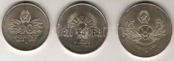 1956. 10Ft, 20Ft, 25Ft Ag "10 éves a forint" T:1/2 (25Ft/pici ph)