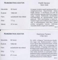 DN "Nagy Magyarok / Petőfi Sándor, Kazinczy Ferenc" (2x) multicolor emlékérme sorozat 50Ft...