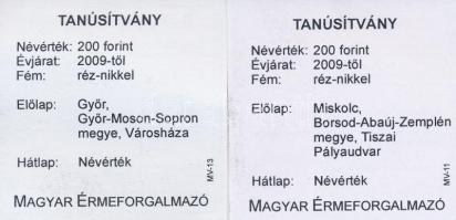 DN "Miskolc" + "Győr" (2x) multicolor emlékérme sorozat 200Ft CuNi T:2