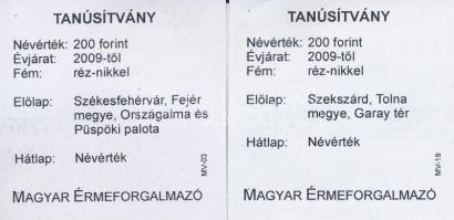 DN "Szekszárd" + "Székesfehérvár" (2x) multicolor emlékérme sorozat 200Ft CuNi T...