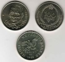 1983. 100Ft "Bolivar" (1x) + 100Ft "Czóbel" (2x) T:BU eredti csomagolásban, tanúsítvánnyal