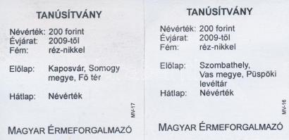 DN "Szombathely" + "Kaposvár" (2x) multicolor emlékérme sorozat 200Ft CuNi T:2