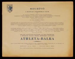 1934 Meghívó a Magyar Athletikai Club által rendezett Athleta-bálra. A háziasszonyok, rendezők és védnökök névsorával.